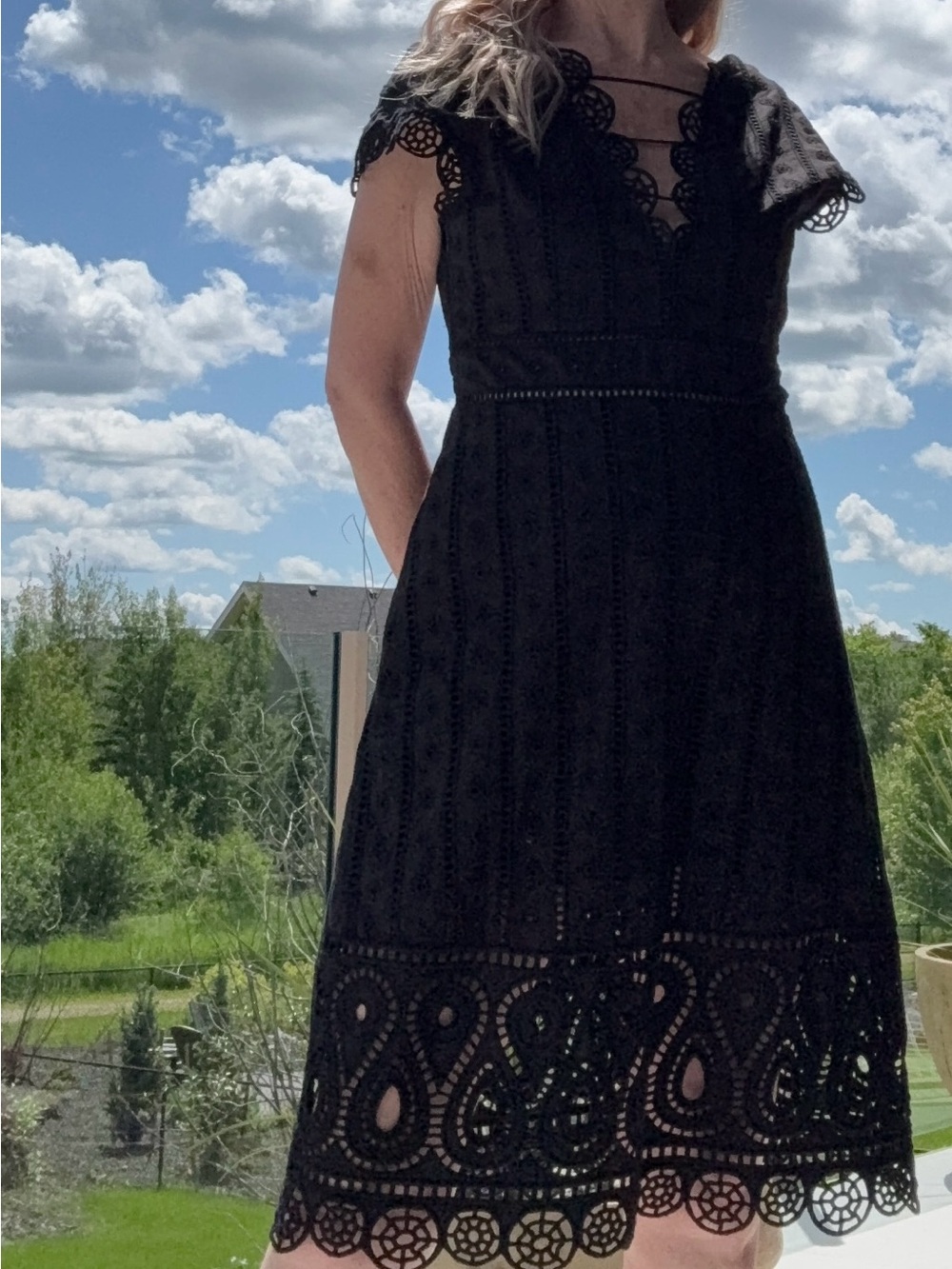 Opening Ceremony Black Textured Midi Dress